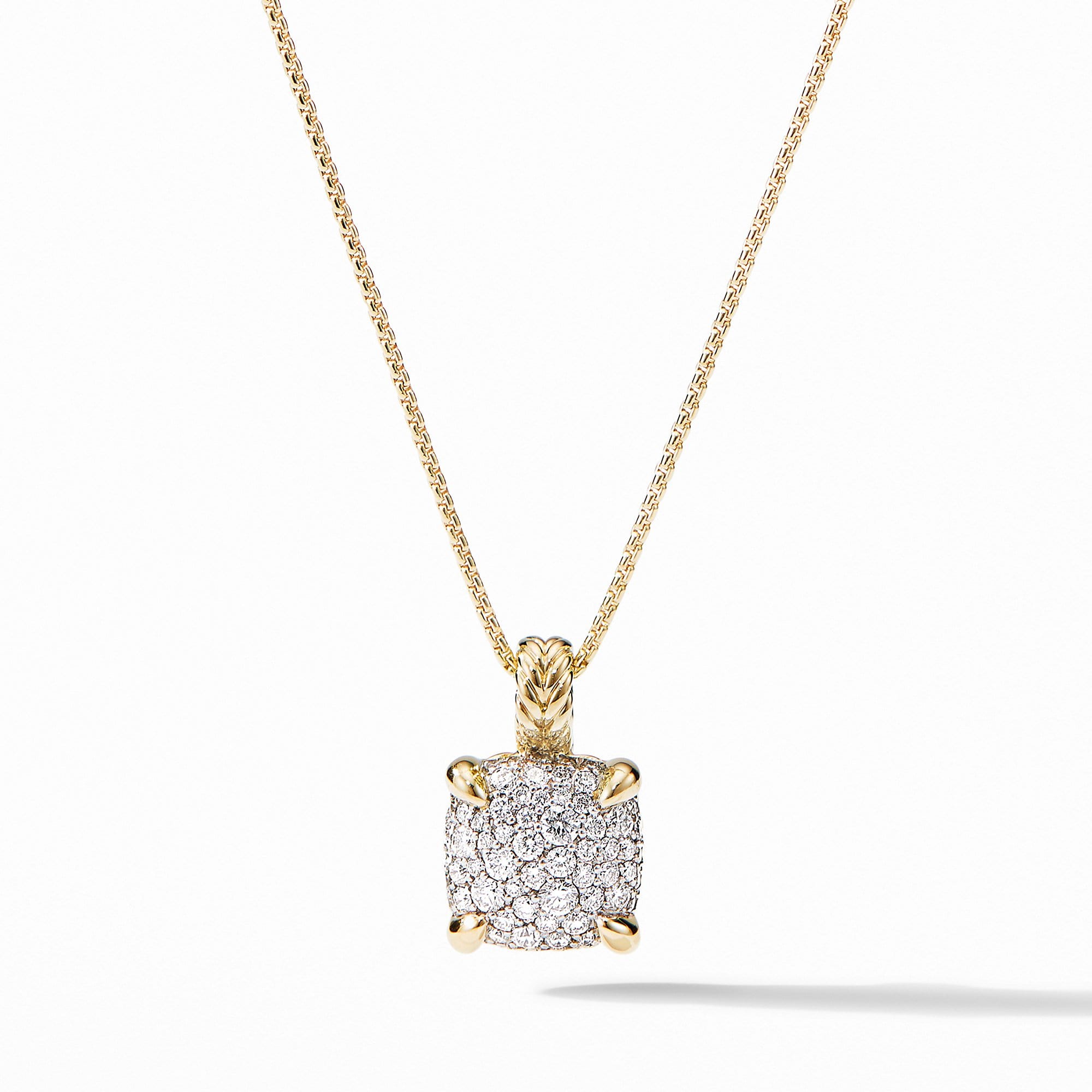 Chatelaine Pendant Necklace in 18K Yellow Gold with Full  Pave Diamonds