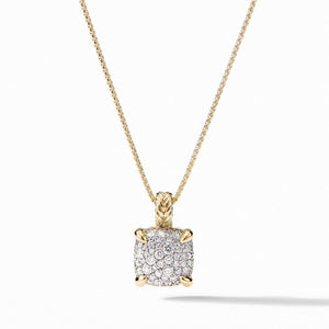 Chatelaine Pendant Necklace in 18K Yellow Gold with Full  Pave Diamonds