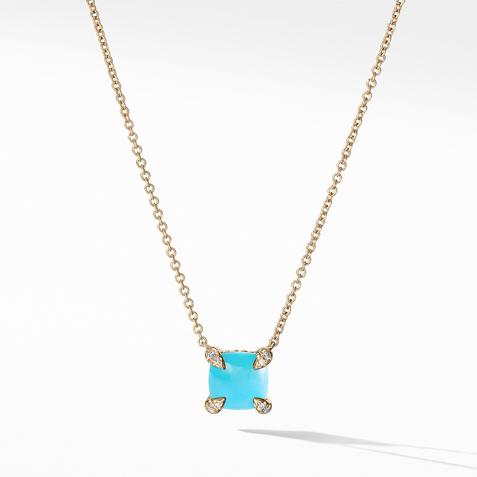 Châtelaine Pendant Necklace with Turquoise and Diamonds in 18K Gold