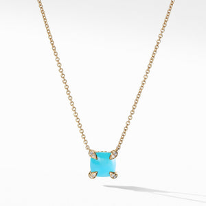 Châtelaine Pendant Necklace with Turquoise and Diamonds in 18K Gold
