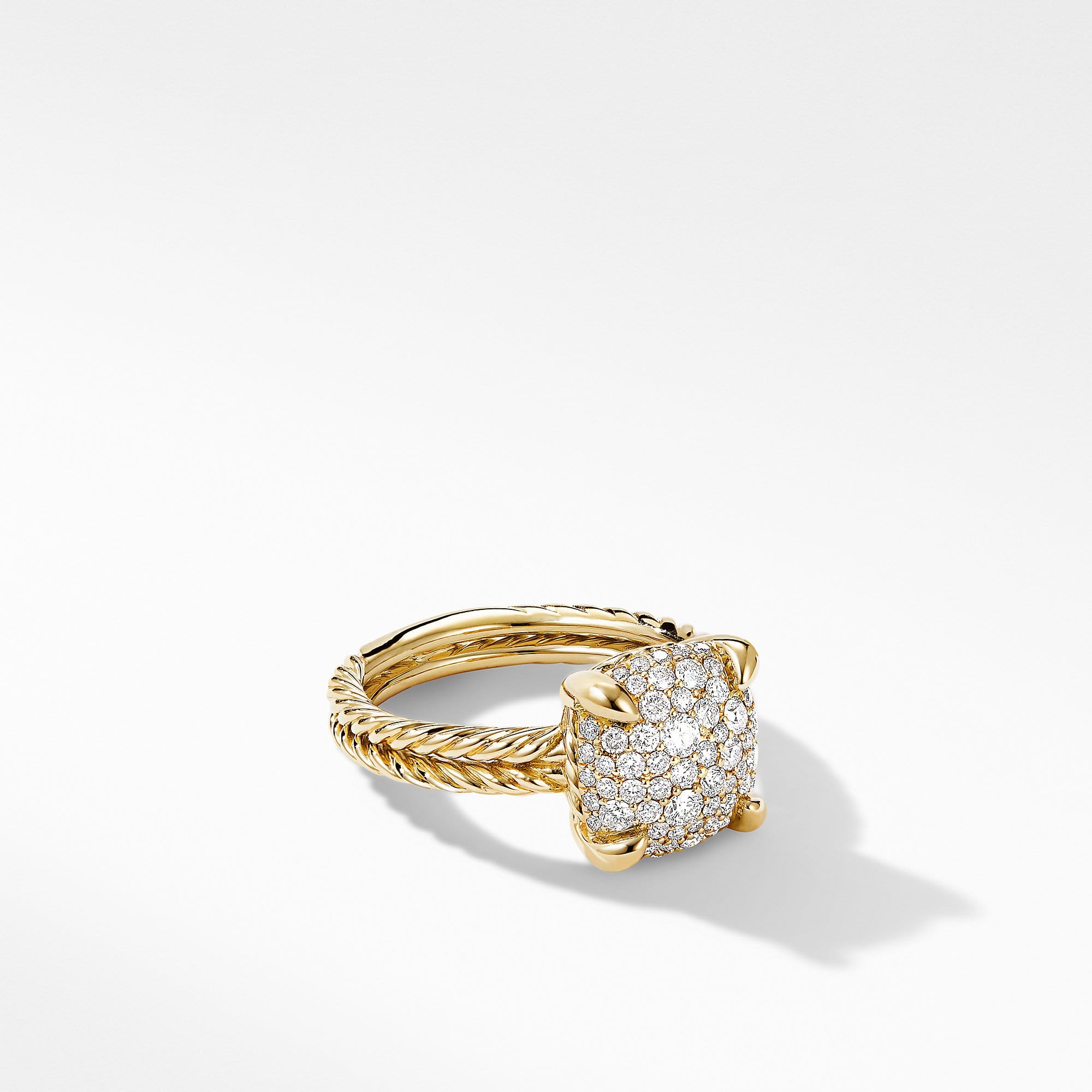 Chatelaine Ring in 18K Yellow Gold with Full  Pave Diamonds