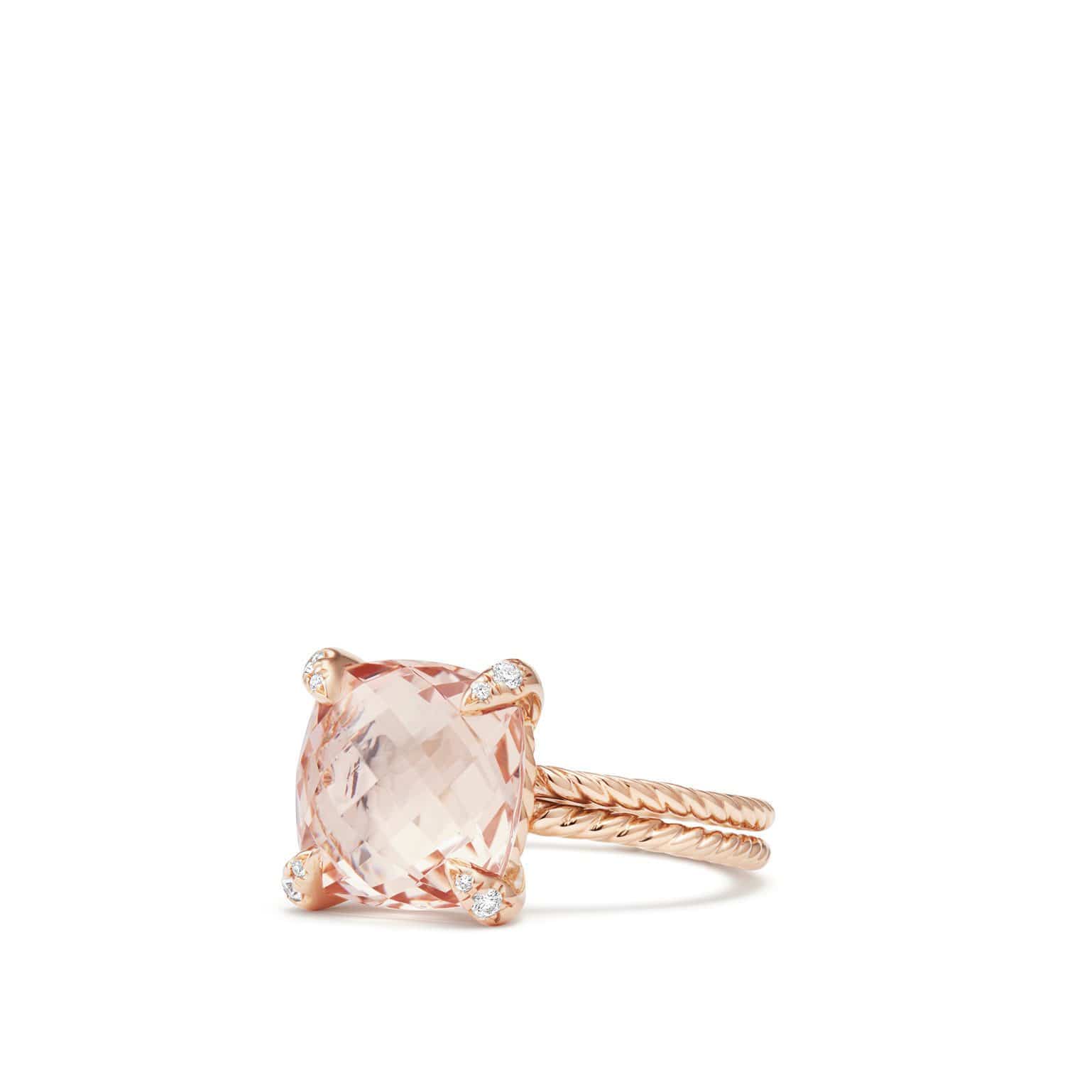 Chatelaine Ring with Morganite and Diamonds in 18K Rose Gold