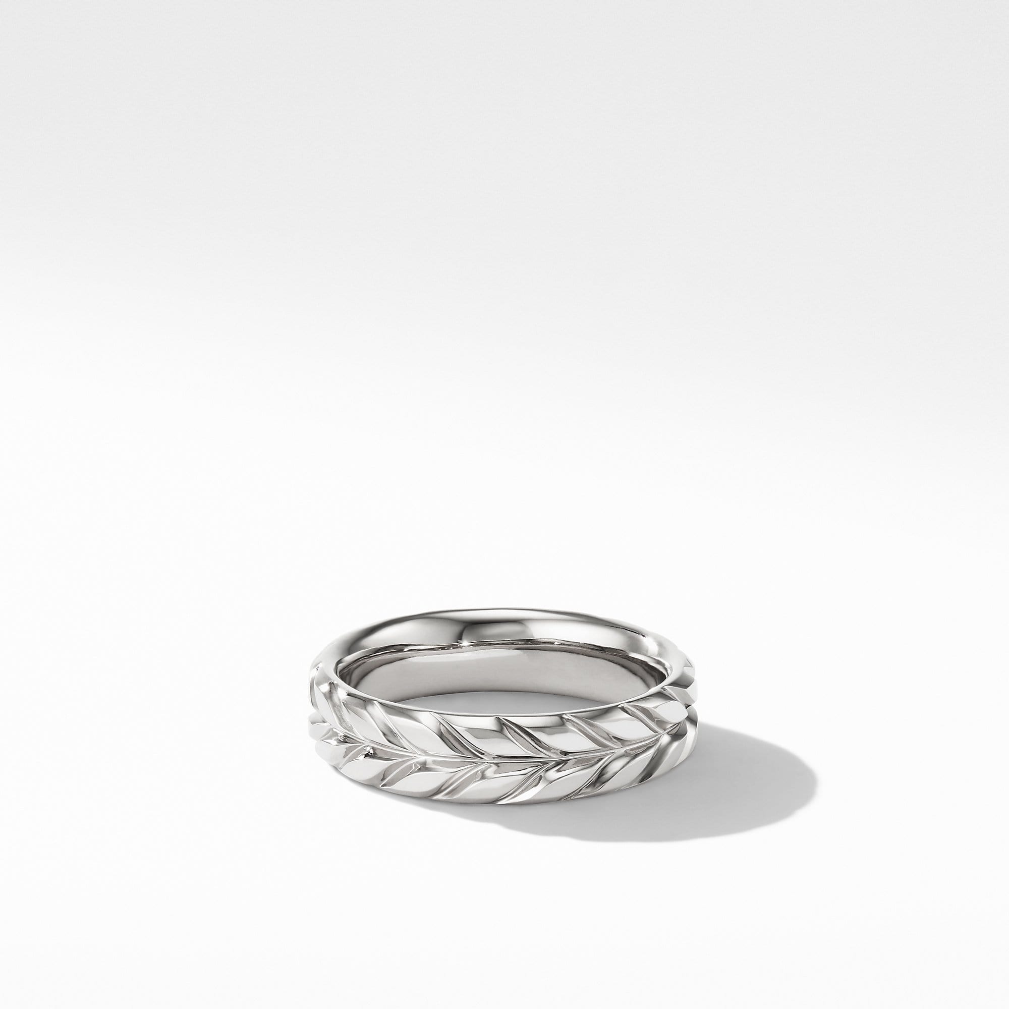 Chevron Band Ring in 18K White Gold
