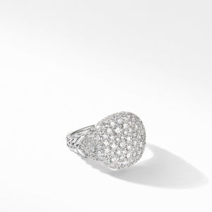 Chevron Pinky Ring in 18K White Gold with  Pave Diamonds