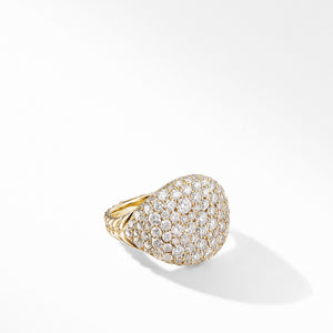 Chevron Pinky Ring in 18K Yellow Gold with  Pave Diamonds