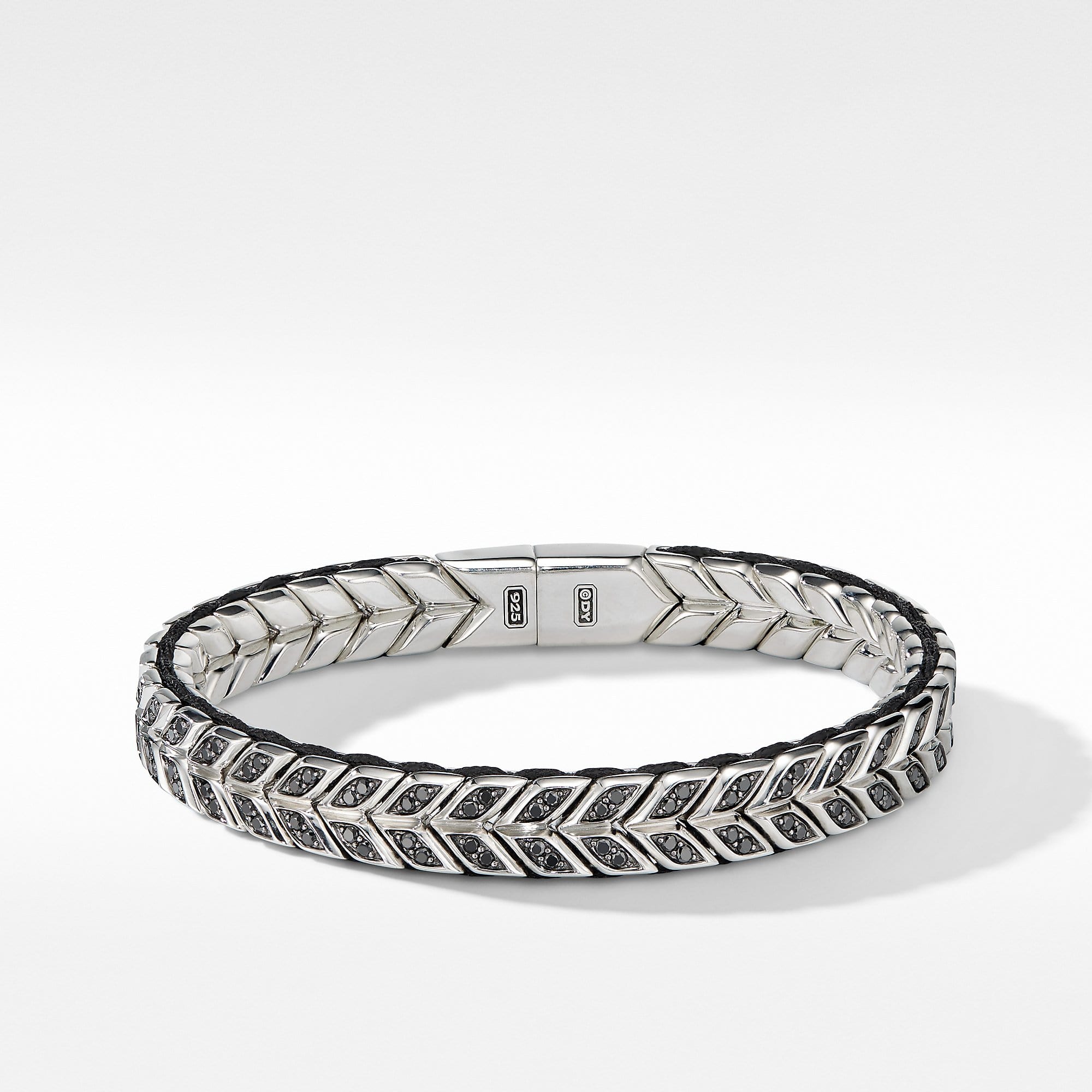 Chevron Woven Bracelet with Black Diamonds