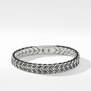 Chevron Woven Bracelet with Black Diamonds
