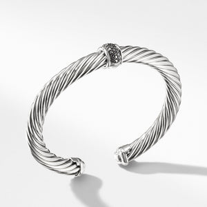 Classic Cable Center Station Cuff with Black Diamonds