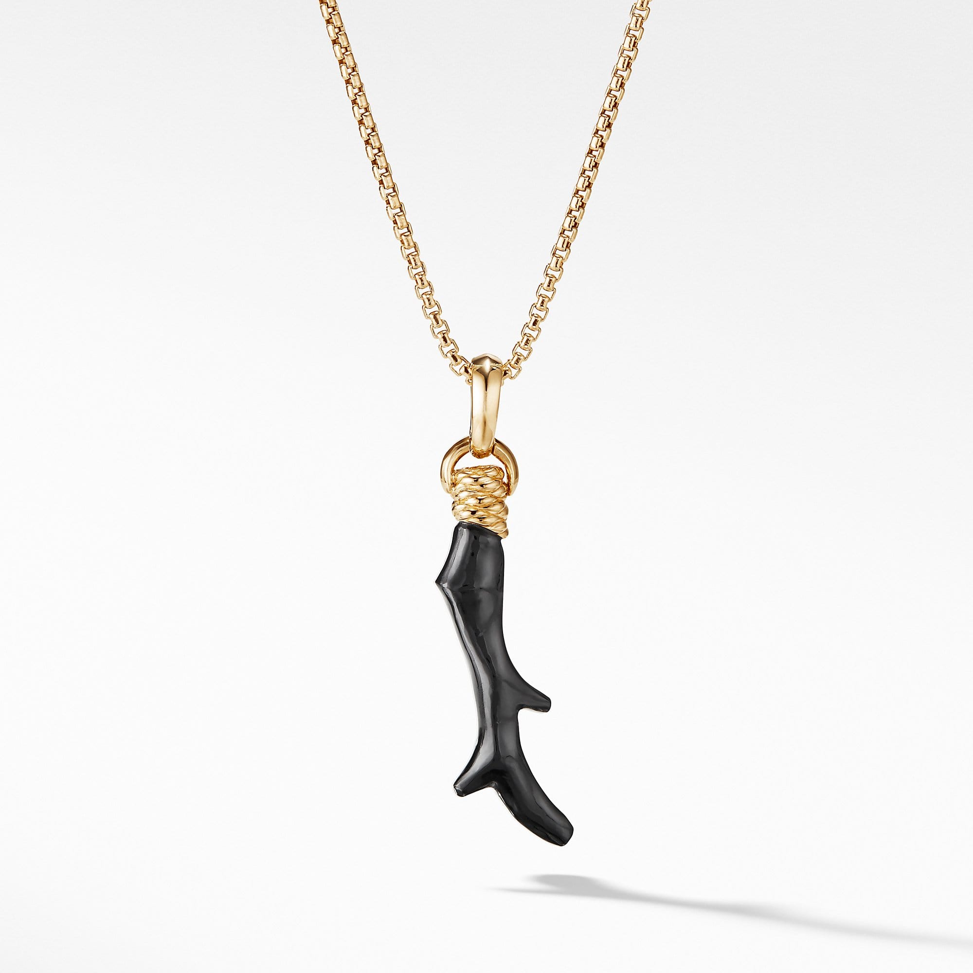 Coral Amulet in Black Onyx with 18k Gold
