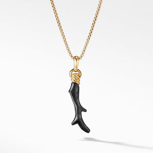 Coral Amulet in Black Onyx with 18k Gold