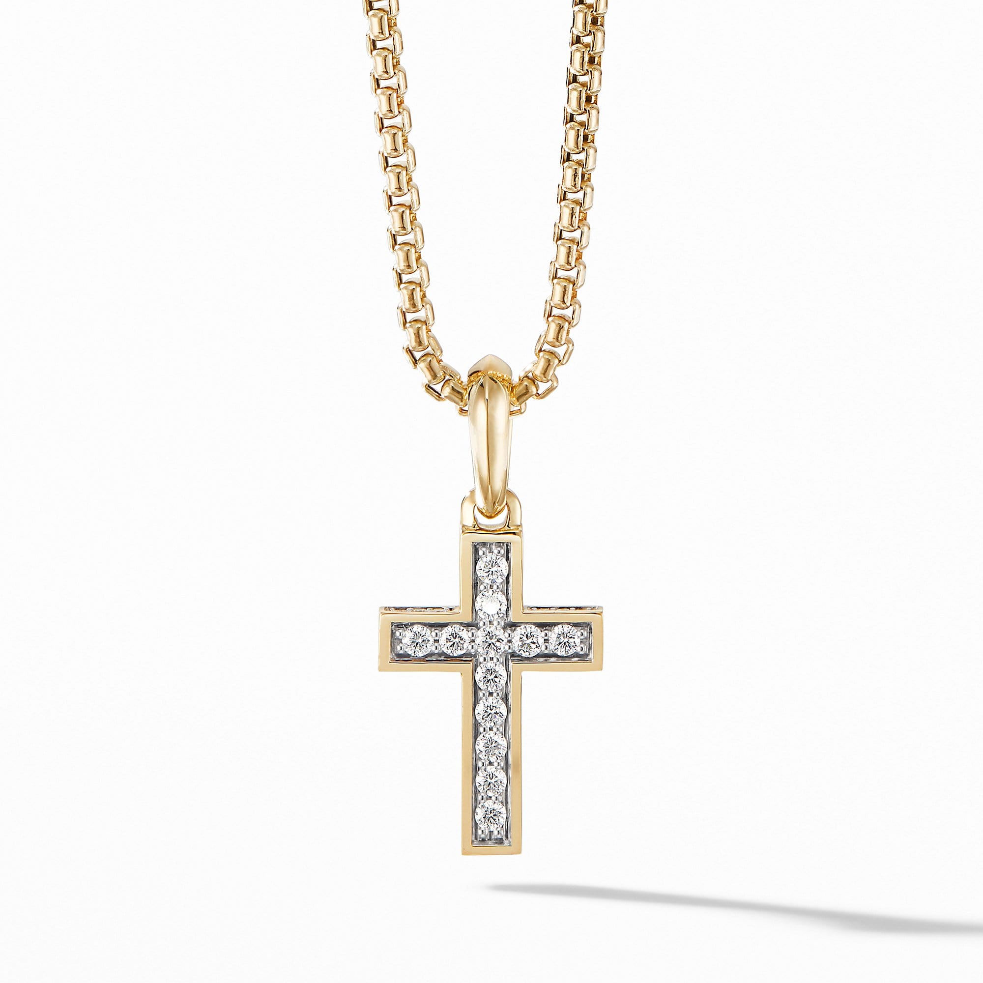 Cross Pendant in 18K Yellow Gold with Pave Diamonds