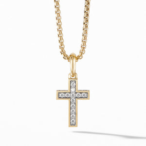 Cross Pendant in 18K Yellow Gold with Pave Diamonds