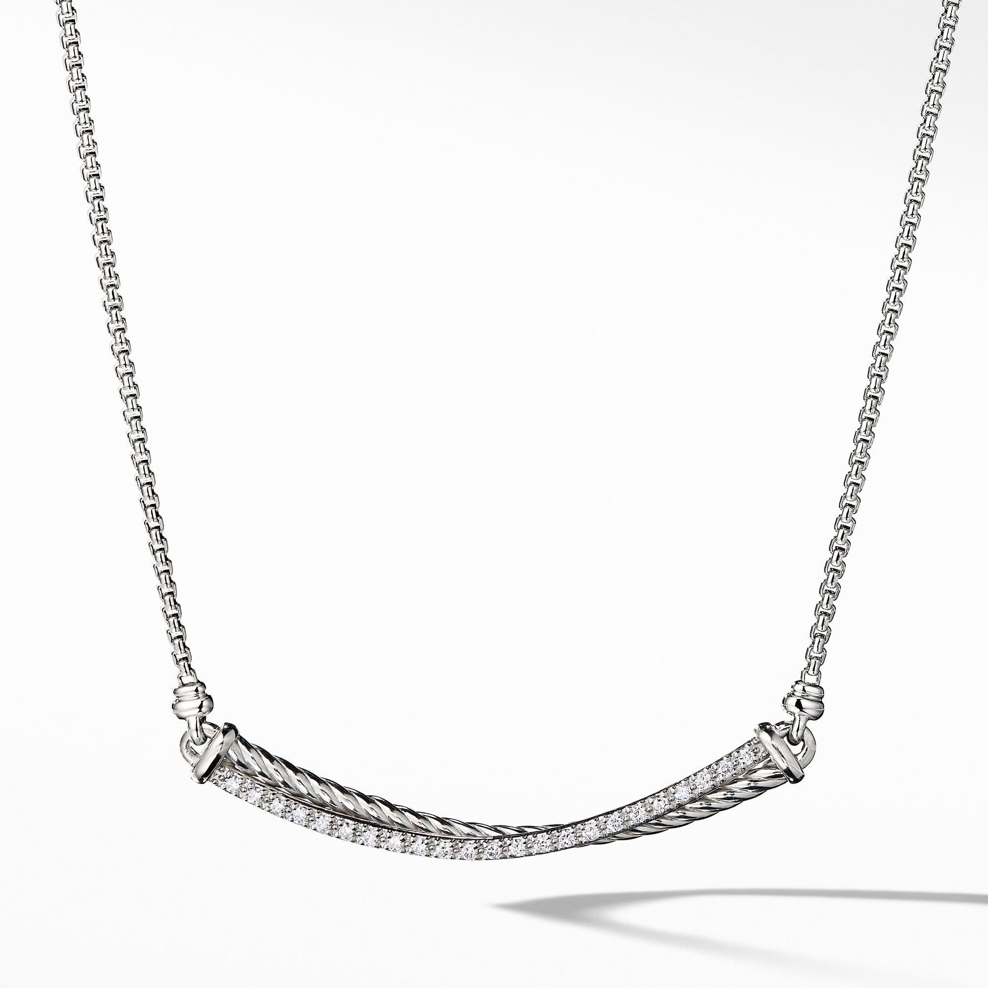 Crossover Bar Necklace with Diamonds