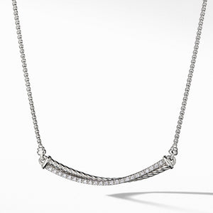 Crossover Bar Necklace with Diamonds