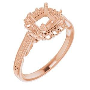 Custom 10K Rose  6 mm Asscher Engagement Ring Mounting