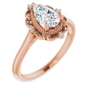 Custom 10K Rose  8x5 mm Pear Engagement Ring Mounting
