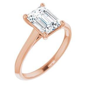 Custom 10K Rose 8x6 mm Emerald Solitaire Engagement Ring Mounting