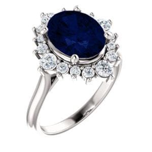 Custom 10K White 10x8 mm Oval Engagement Ring Mounting