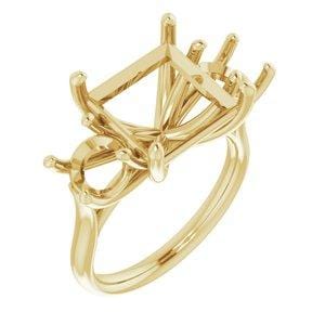 Custom 10K Yellow 10 mm Square Engagement Ring Mounting
