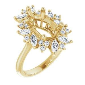 Custom 10K Yellow 12x8 mm Pear Engagement Ring Mounting