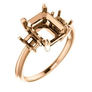 Custom 14K Rose 10x8 mm Emerald Engagement Ring Mounting