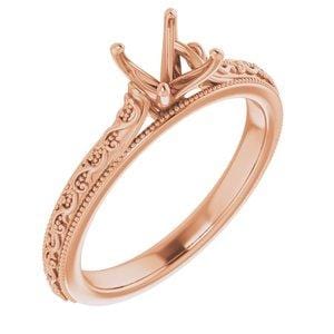Custom 14K Rose  5.8 mm Round Solitaire Engagement Ring Mounting