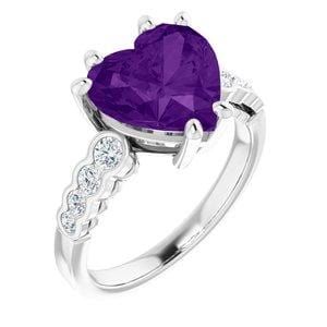 Custom 14K White  10x10 mm Heart Ring Mounting