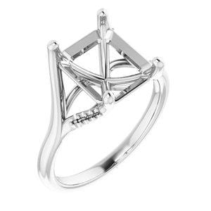 Custom 14K White 10x8 mm Emerald Engagement Ring Mounting