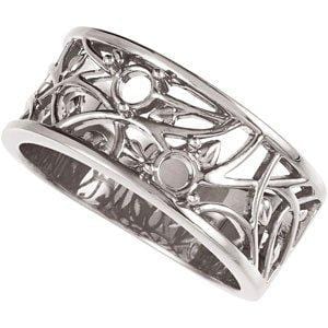 Custom 14K White 2-Stone Family Floral-Inspired Ring Mounting