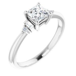Custom 14K White 4.5 mm Square Engagement Ring Mounting