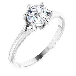 Custom 14K White 6 mm Round Rose-Cut Engagement Ring Mounting