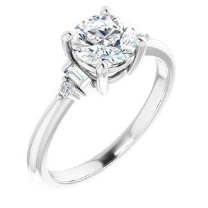 Custom 14K White 6.5 mm Round Engagement Ring Mounting