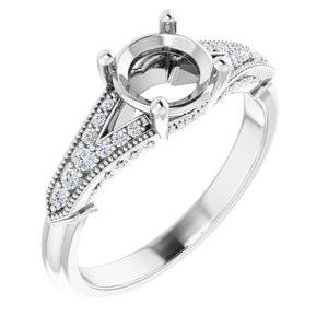 Custom 14K White 6.5 mm Round Engagement Ring Mounting