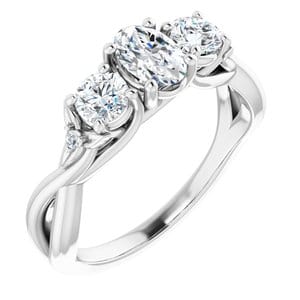 Custom 14K White 6x4 mm Oval Engagement Ring Mounting