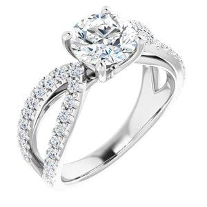 Custom 14K White  7 mm Round Engagement Ring Mounting