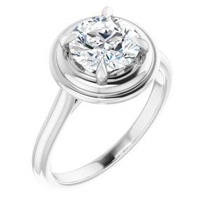Custom 14K White 7.4 mm Round Solitaire Engagement Ring Mounting