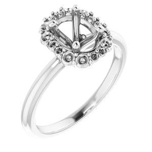 Custom 14K White 7x5 mm Oval Engagement Ring Mounting