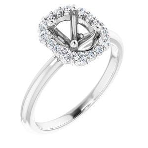 Custom 14K White 7x5 mm Oval Engagement Ring Mounting