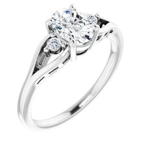 Custom 14K White  7x5 mm Oval Ring Mounting