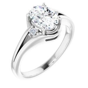 Custom 14K White  8x6 mm Oval Ring Mounting