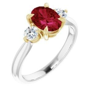 Custom 14K White/Yellow 8x6 mm Oval Engagement Ring Mounting