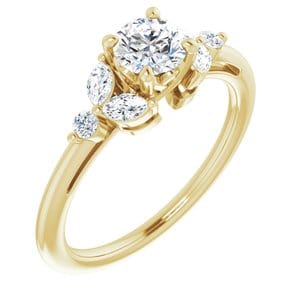 Custom 14K Yellow 5.2 mm Round 1/4 CTW Diamond Semi-Set Engagement Ring