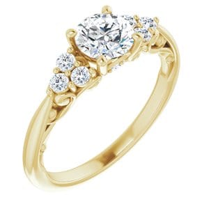 Custom 14K Yellow 5.8 mm Round 1/5 CTW Diamond Semi-Set Engagement Ring