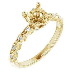 Custom 14K Yellow 6.5 mm Round Engagement Ring Mounting