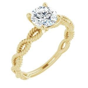 Custom 14K Yellow 6.5 mm Round Solitaire Engagement Ring Mounting