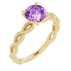 Custom 14K Yellow 6.5 mm Round Solitaire Engagement Ring Mounting
