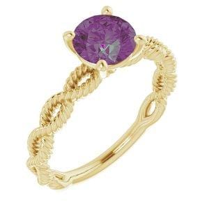 Custom 14K Yellow 6.5 mm Round Solitaire Engagement Ring Mounting