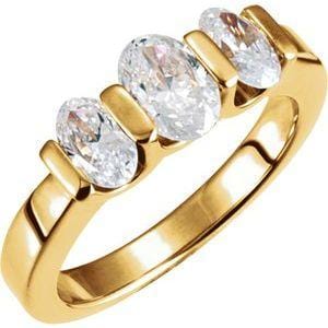 Custom 14K Yellow 7x5 mm Oval Center 3 Stone Ring Mounting