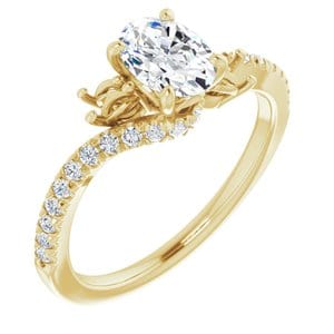 Custom 14K Yellow  7x5 mm Oval Engagement Ring Mounting