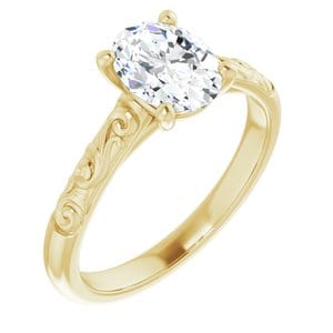 Custom 14K Yellow 8x6 mm Oval Solitaire Engagement Ring Mounting